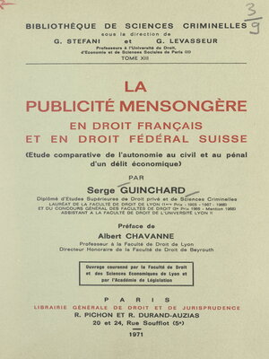 cover image of La publicité mensongère en droit français et en droit fédéral Suisse